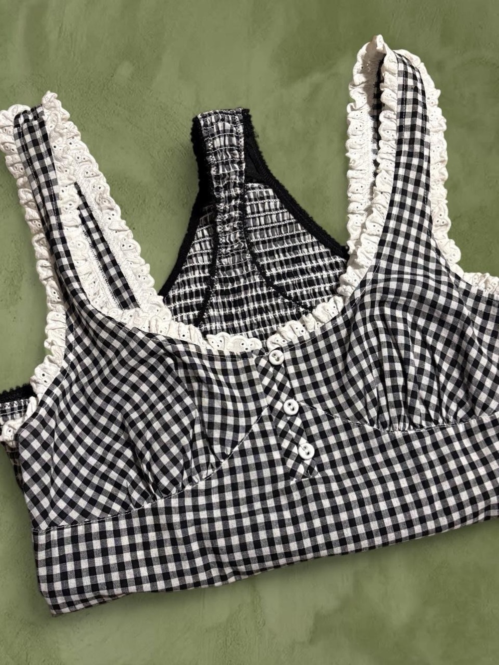 Free People Black & White Gingham Bodysuit